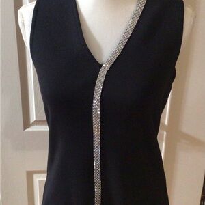 Black Sleeveless Top with Silver Sequin Detail